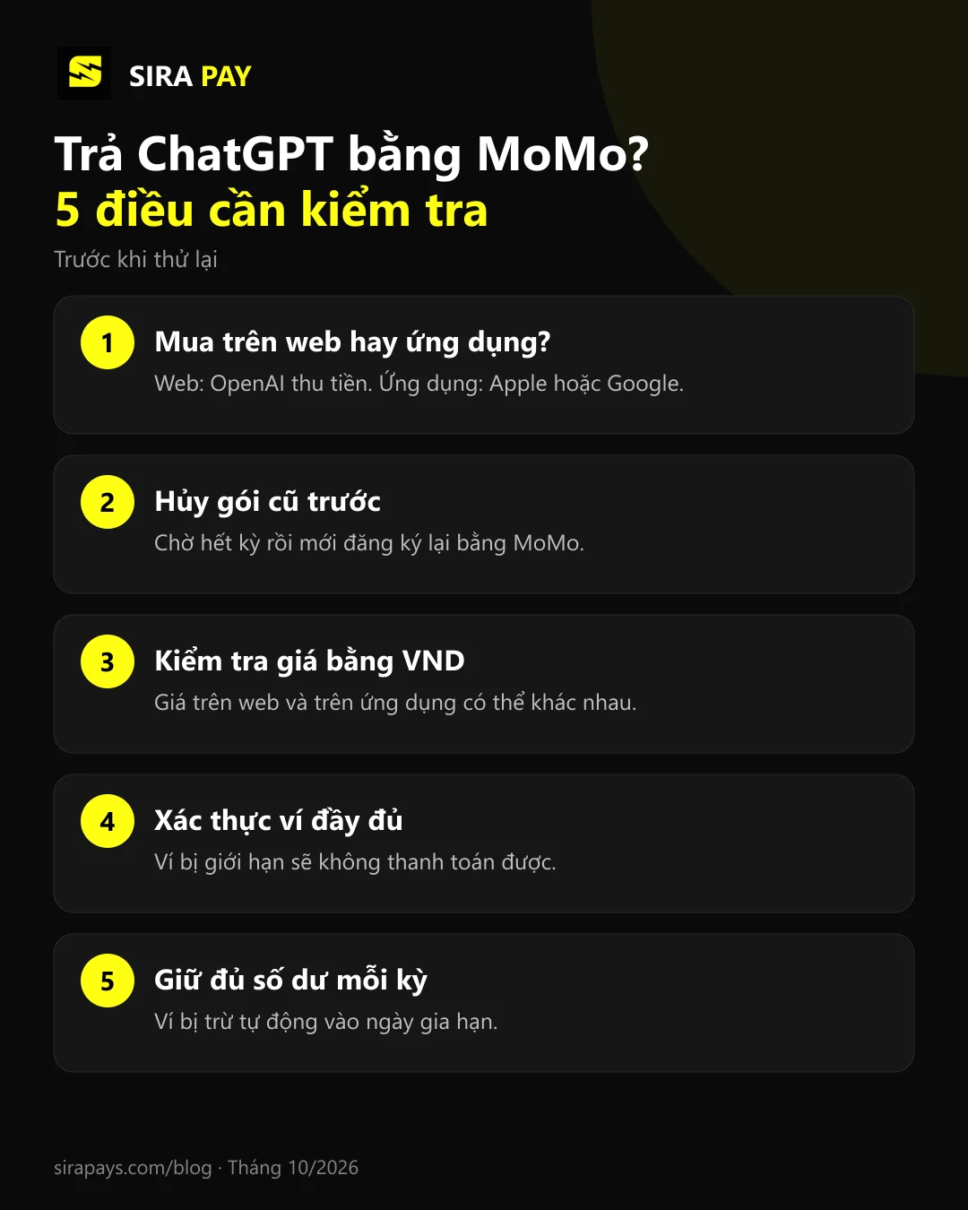 Năm điều cần kiểm tra khi trả ChatGPT bằng MoMo trên web