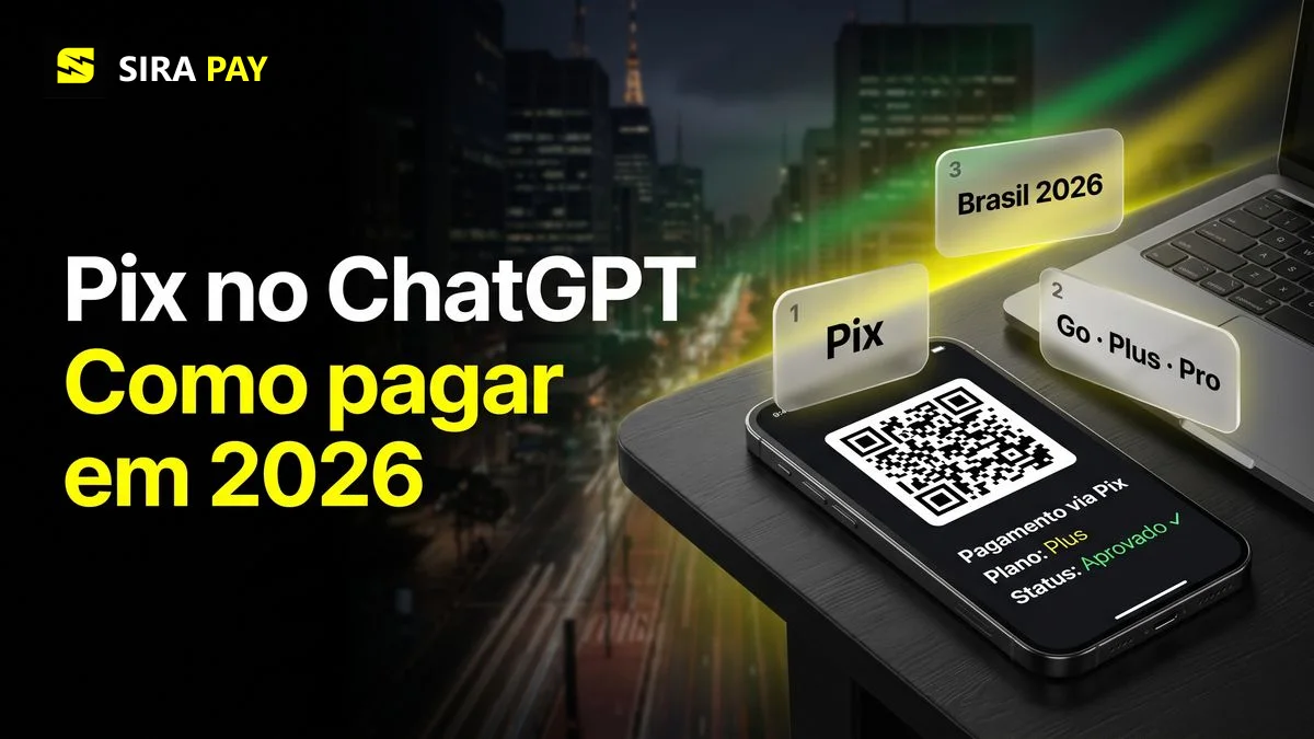 Pagamento do ChatGPT Plus via Pix aprovado na tela do celular, com São Paulo ao fundo